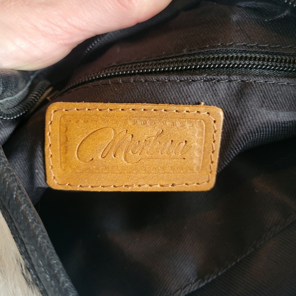 Merbaa Cowhide Hairon & Tooled Leather Crossbody Black Purse - Picture 4 of 7
